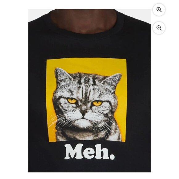 Unbranded Mens 3XL Black Cotton Meh Angry Cat Graphic Tee T-shirt NWT - Picture 3 of 4